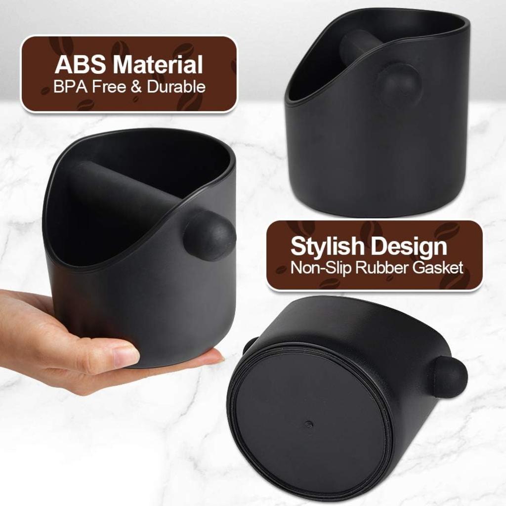 Espresso Knock Box, 4.4 Inch Coffee Knock Box Espresso Dump Bin for Coffee Grounds with Removable Knock Bar and Non-Slip Base Shock-Absorbent Durable
