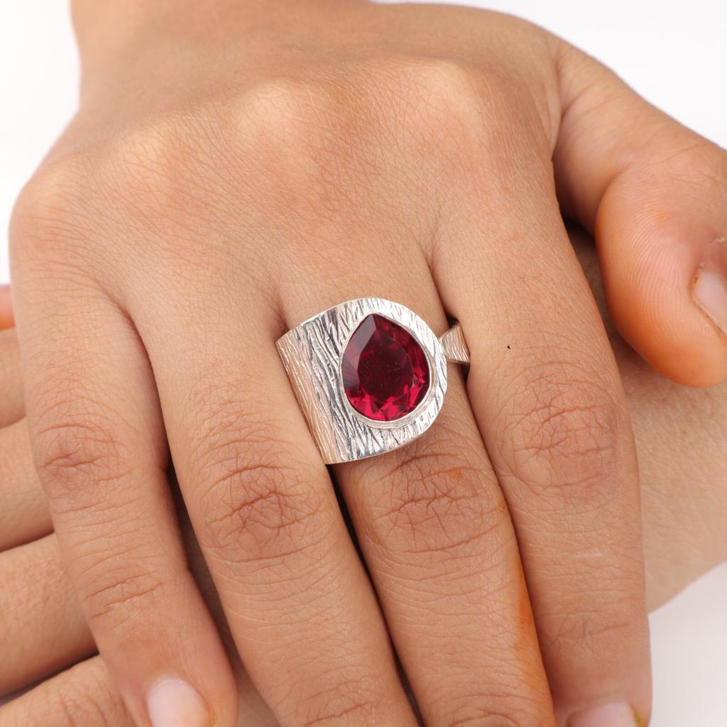 Pink Rubellite Gemstone 925 Sterling Silver Jewelry Handmade Designer Ring Gift RR-63-1