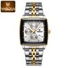 Orologio da uomo quadrato di marca nuova, lusso leggero, elegante, casual da lavoro, cinturino in acciaio, luminoso, impermeabile, da polso