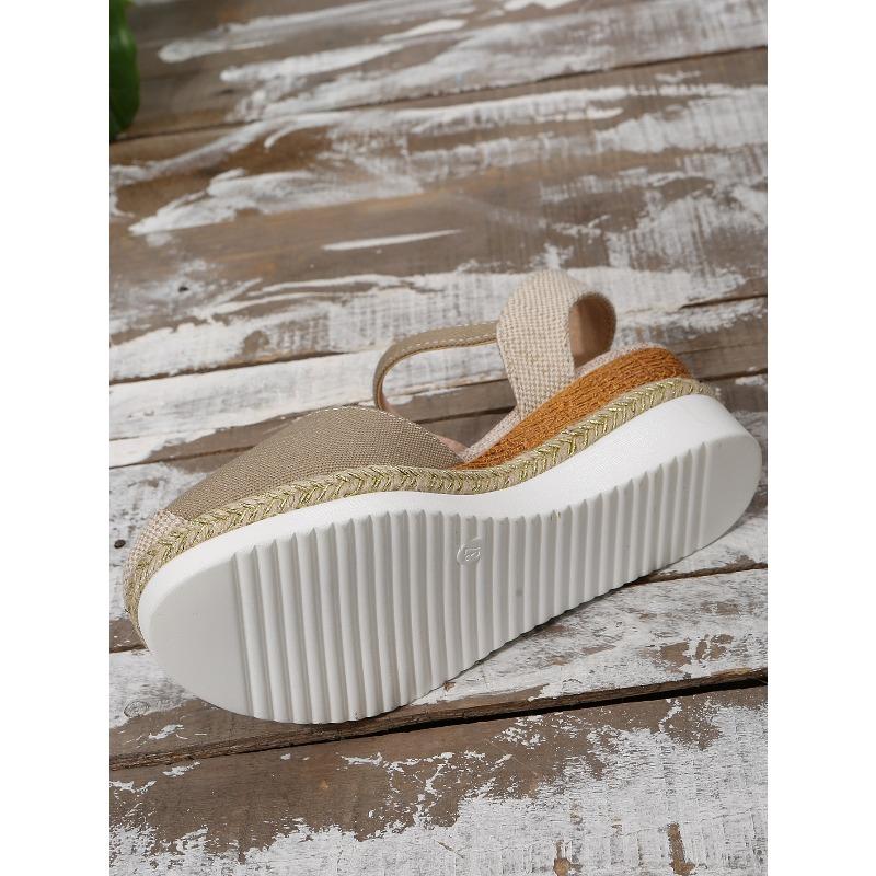 New Fashion Plus Size Women's Closed Toe Wedge Heel Thick Sole Hemp Splicing Roman Sandals