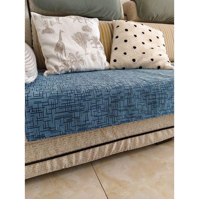 

Chenille Non Slip Pure Color Thick Fabric Sofa Cushion Stripes-Blue [Chenille]] 60*90cm