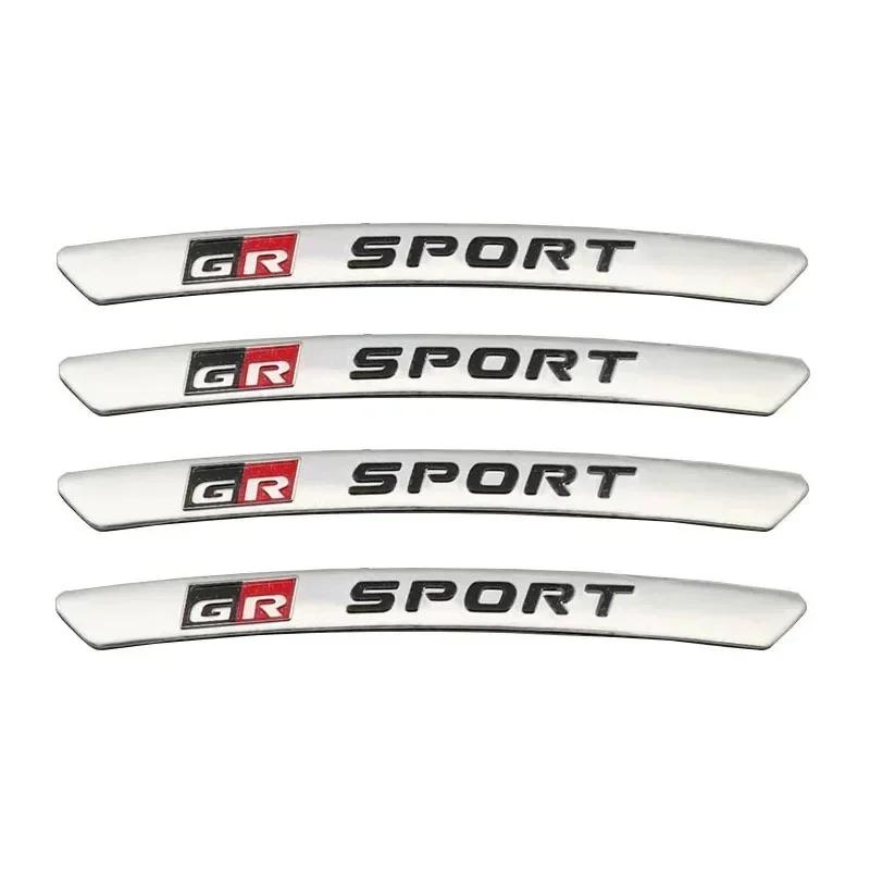4 st x Aluminium GR Sport Logotyp Hjul Fälg Klistermärken Dekaler För GRSPORT Emblem Märke YARiS Corolla RAV4 Camry Prado Highland