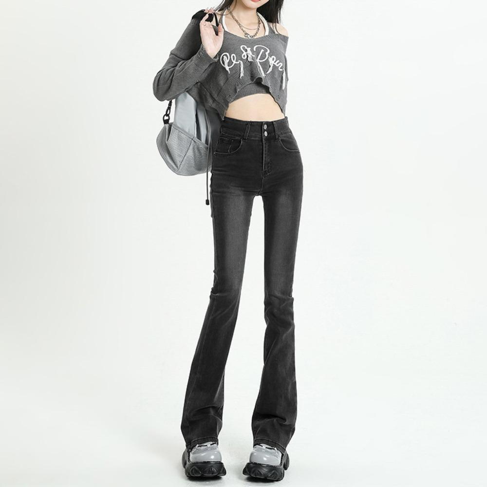 Niche High-waisted Flared Pants Women's Summer Senior Feeling Spice Girl Style Thin Horseshoe Pants Mopping Jeans Tide