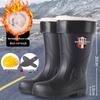 Jun Deng Men's High-Top Waterproof Anti-Smash Puncture-Resistant Work Boots - Durable, Thick-Soled Rain Boots for Construction Sites.