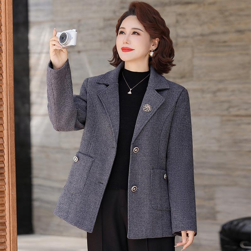 Mom outfit spring and autumn new fashion loose and versatile medium woman thin medium and long mother outfit autumn suit jacket
