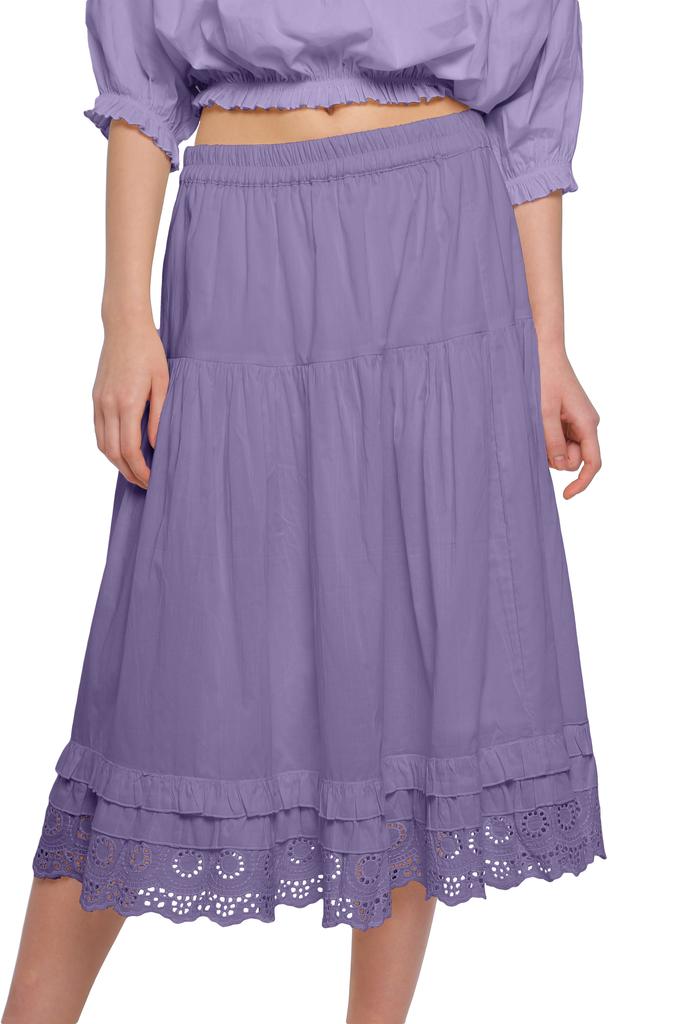 Moomaya Solid Skirts For Women Knee Length Cotton Flared Girls Skirt