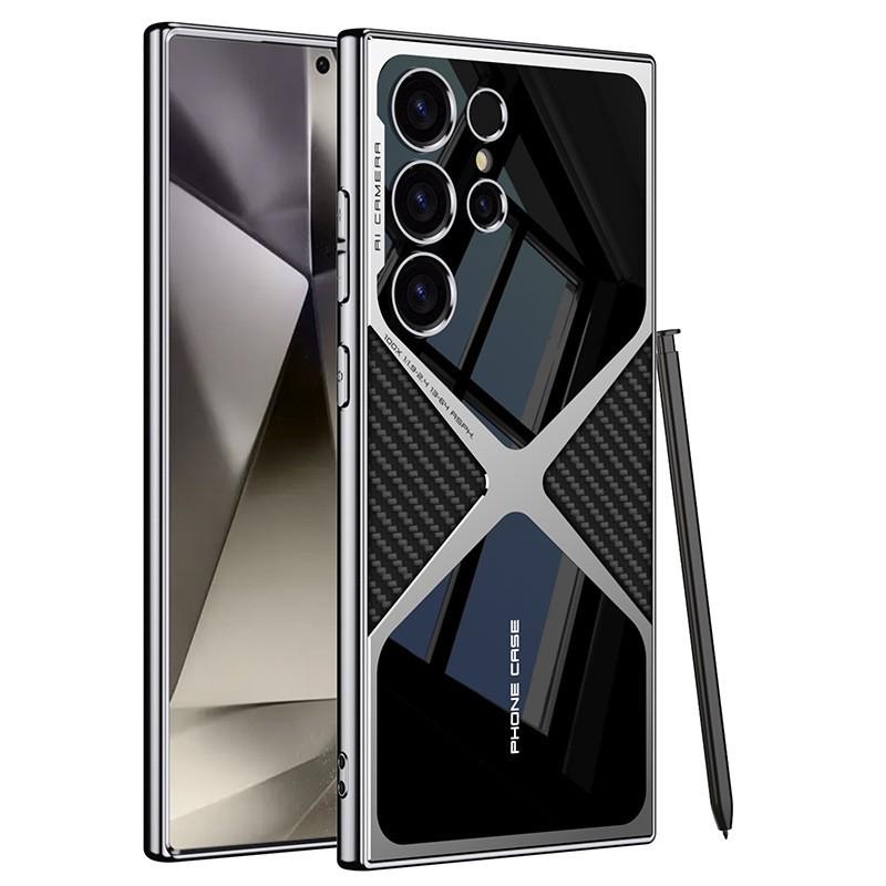 Premium Electroplated Vegan Leather Phone Case Galaxy S26 Ultra S25 S24 With Magnetic Mount Shockproof