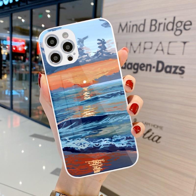 Cool Painting Art Phone Case For IPhone 14 13 12 11 Pro Max X XR XS 8 7 Plus Liquid Glass Color Phone Cover