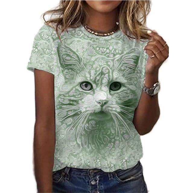 Fashionable 3D T-shirt for Women with Short Sleeves Casual and Comfortable Top T-shirts