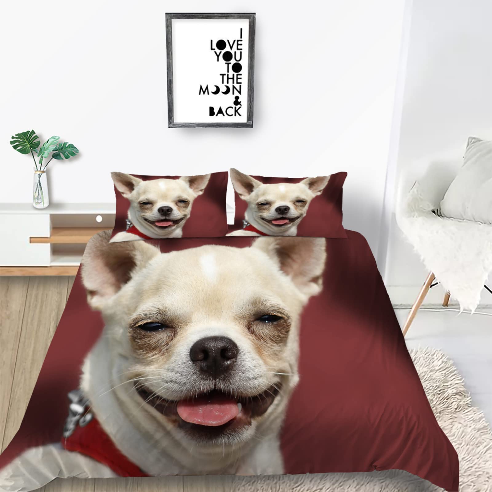 

Comforter Cartoon Bulldog King Queen Shar Pei Pup Dog Bedding Set Lovely Pet Puppy Doggy Polyester Comforter Comforter (quilt)-EU Single(135*200cm)3pcs
