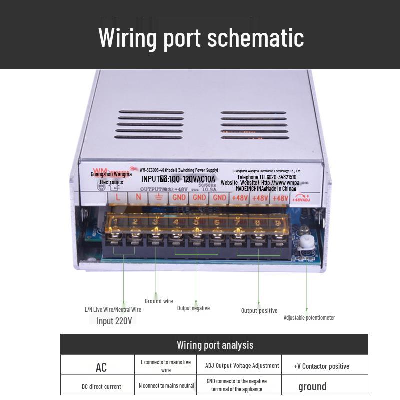 500W High Power 48V 10.5A DC Switching Power Supply with Monitoring