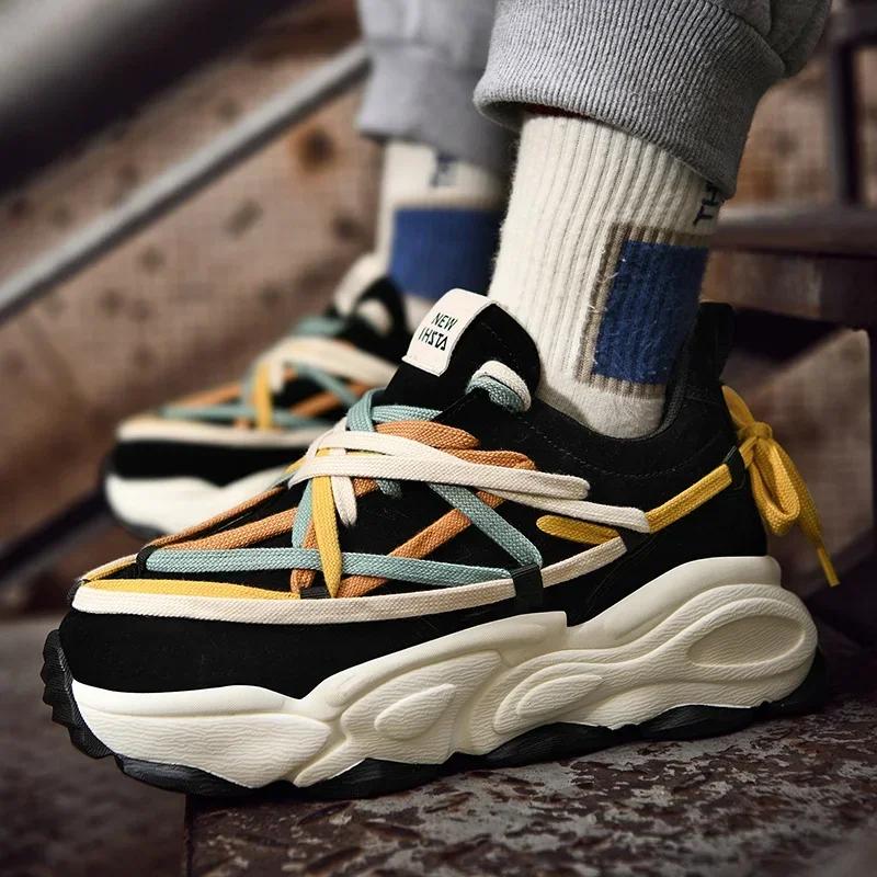 

Platform Fashion Shoe for Men 2024 Autumn Casual Male News Trends Men s Sneakers Outdoor Walking Footwear Luxury Designer Shoes 36 чорний