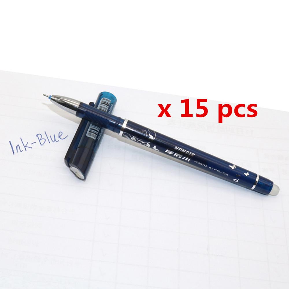 

15 шт./лот канцелярские принадлежности унисекс ручка стираемая ручка унисекс 0,5 мм новая необычная шариковая ручка для письма 15pcs/set чернил синий