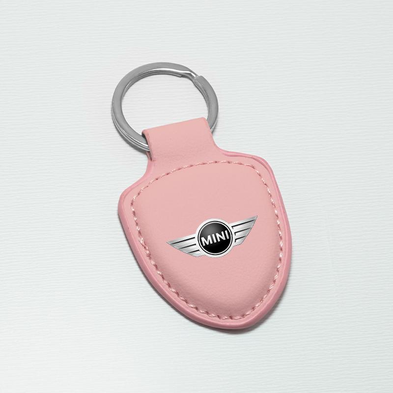 Leather Car Emblem Key Chain Ring Holder For BMW MINI Cooper One S Countryman Clubman JCW R50 R55 R56 R60 Car Accessories pwaxk99