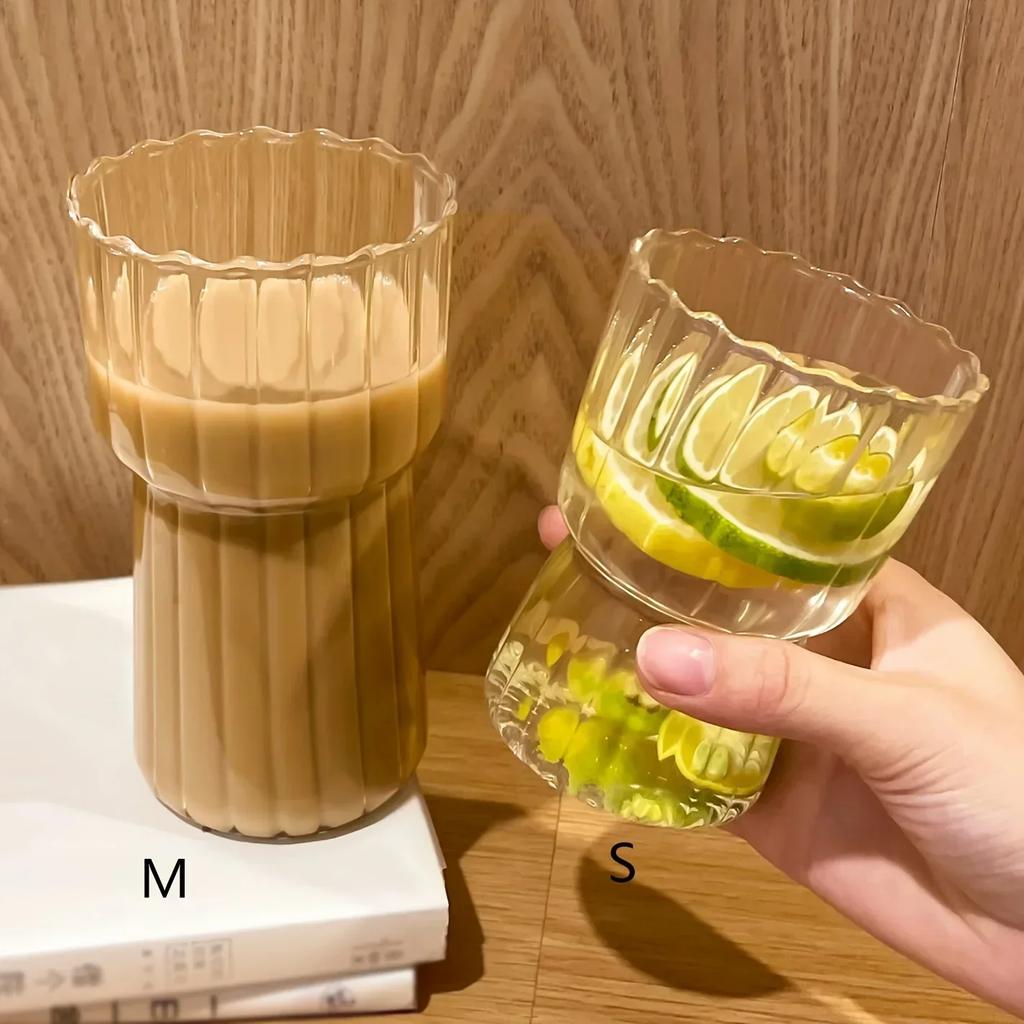 1pc-Glass Cup Heat-resistant Drum Water Dispenser Transparent Tea Juice Milk Coffee Cup Household Water Cup