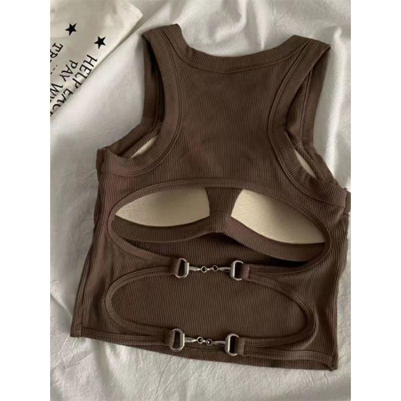 Sleeveless Seamless Slim Fit Camisole Sleeveless Open Back Slim-Fitting Suspenders Vest Women