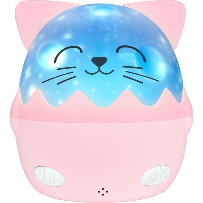 Wireless Musical Night Light - BIGBEN - Cat - 360° Projection - 13 Films - 8 Melodies - Remote Control - USB-C Battery