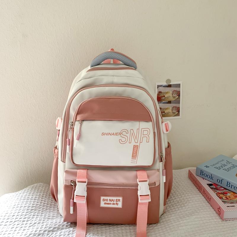 Children's Schoolbag Student Large Capacity Backpack Men's Color Block Backpack Patchwork Women Backpack