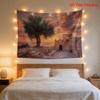 Rustic Mediterranean Tapestry Wall Hanging Canvas Print Olive Tree Sunset Ruins Landscape Polyester Boho Bedroom Room Decor Wall