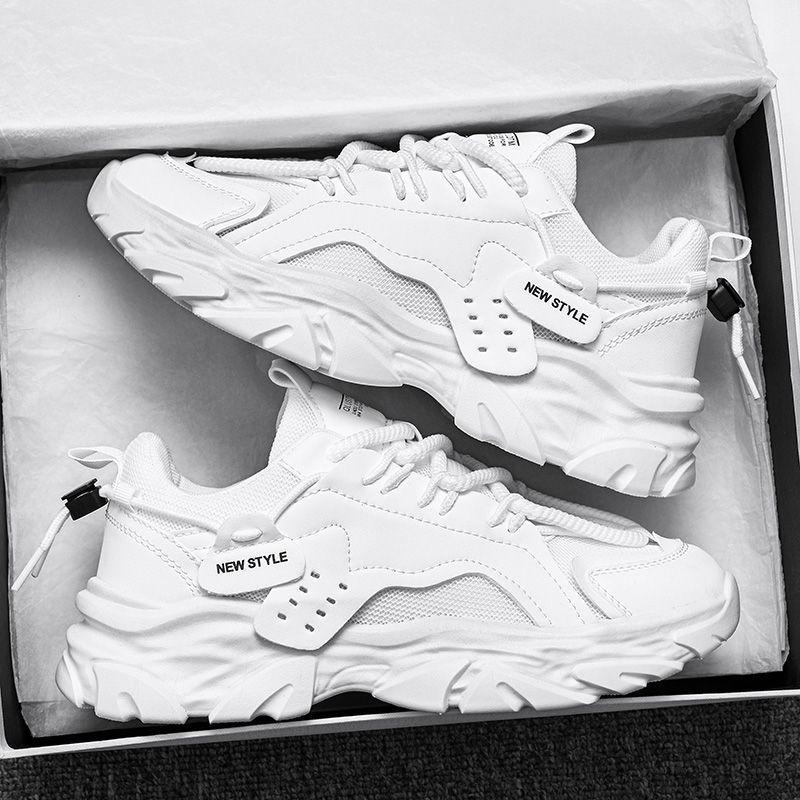 Men'S Shoes Summer Breathable Casual Black Sports Shoes Mesh Thick Sole Heightening Dad Work Labor Insurance Shoes