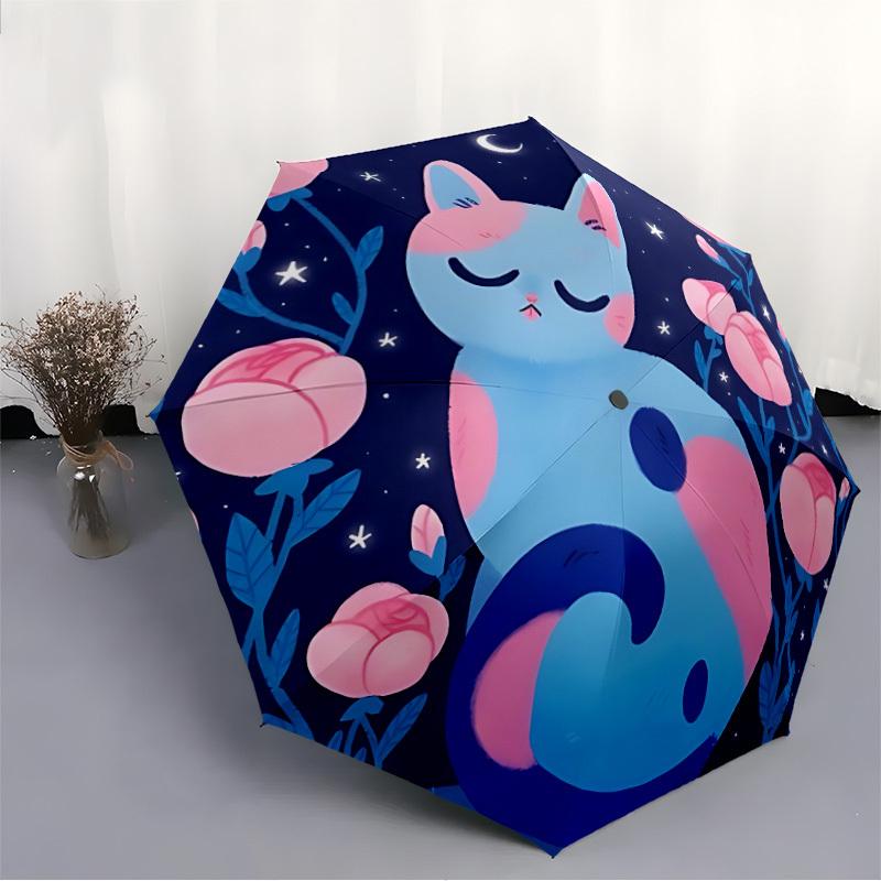 1pc Night Flowers Automatic Open/Close Umbrella, Portable Folding Umbrella for Travel, Themed Events, It is suitable as a gift for various festivals,