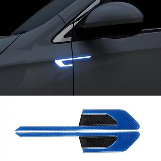 Blue Reflective Sticker Carbon Fiber Car Side Fender Warning Decal Accessories