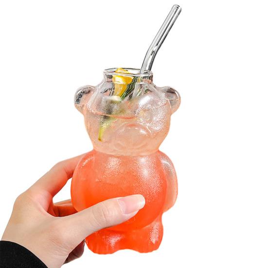 Bear Shaped Glass Cup 320ml Cute Teddy Bear Wine Glass Unique Champagne Tumbler Juice Drinking Glassware Birthday Gift