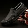 Fashion Man Casual Shoe Soft Solid Color Round Toe Leather Shoes for Men 2025 Trend Footwear Offer Pu Slip-on Legitimate New In Cowhide