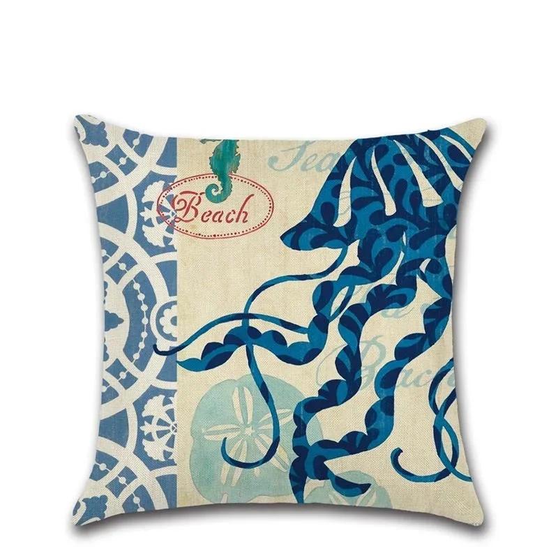 Sea Turtle Nautical Mermaid Pattern   Throw Pillow Cushion Cover Car Home Decoration Sofa Decorative Pillowcase