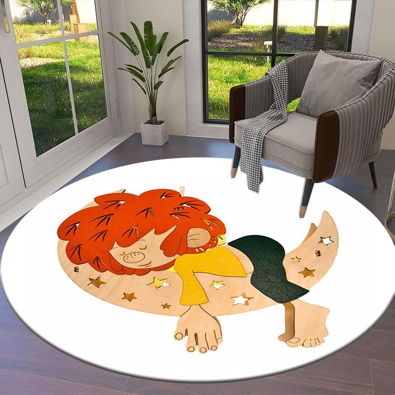 Meister Eder und sein Pumuckl Round Area Rug,Carpet Rug for Living Room Bedroom Sofa Playroom Decor,Non-slip Floor Mat
