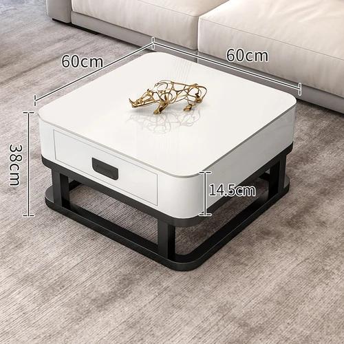 Tempered Glass 2 In 1 Combination Coffee Table with Solid Wooden Drawer Storage Center Table for Living Room