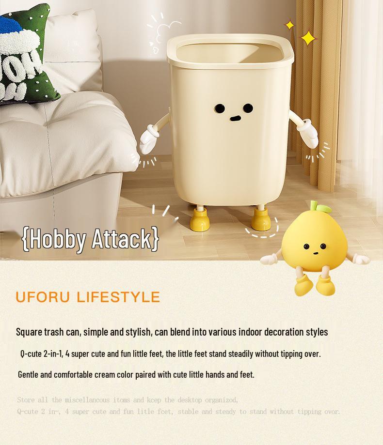 Cute Cartoon Trash Can with Paper Holder - Large Capacity for Home, Dorm, or Bedroom Use