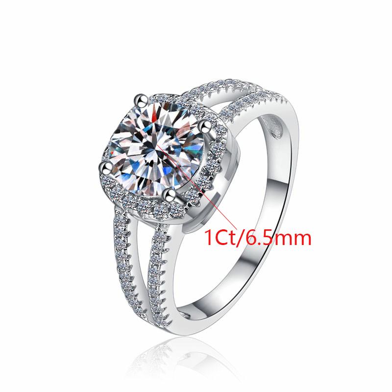 Minimalist Jewelry Square Shape Round Cut 1CT VVs1 Moissanite Ring S925 Sterling Silver Wedding Engagement Ring Band for Women