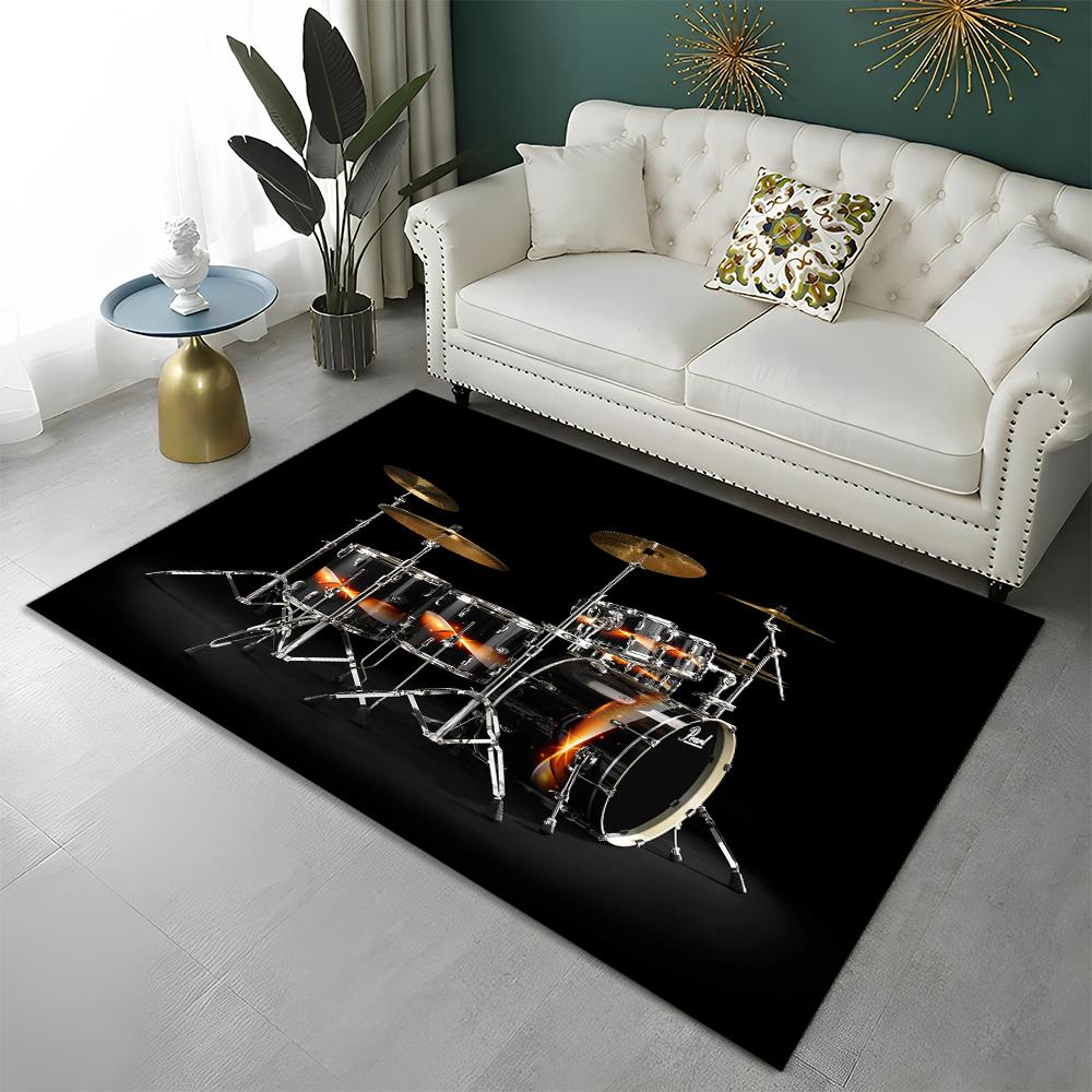Music Instruments Drum Kit  Drum Set Carpet Rug for Home Living Room Bedroom Sofa Doormat Decor,kids Area Rug Non-slip Floor Mat