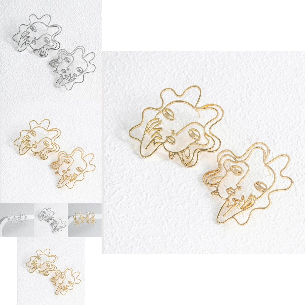 Trendy Alloy Geometric Face Outline Earrings Minimalist Fashion Street Jewelry