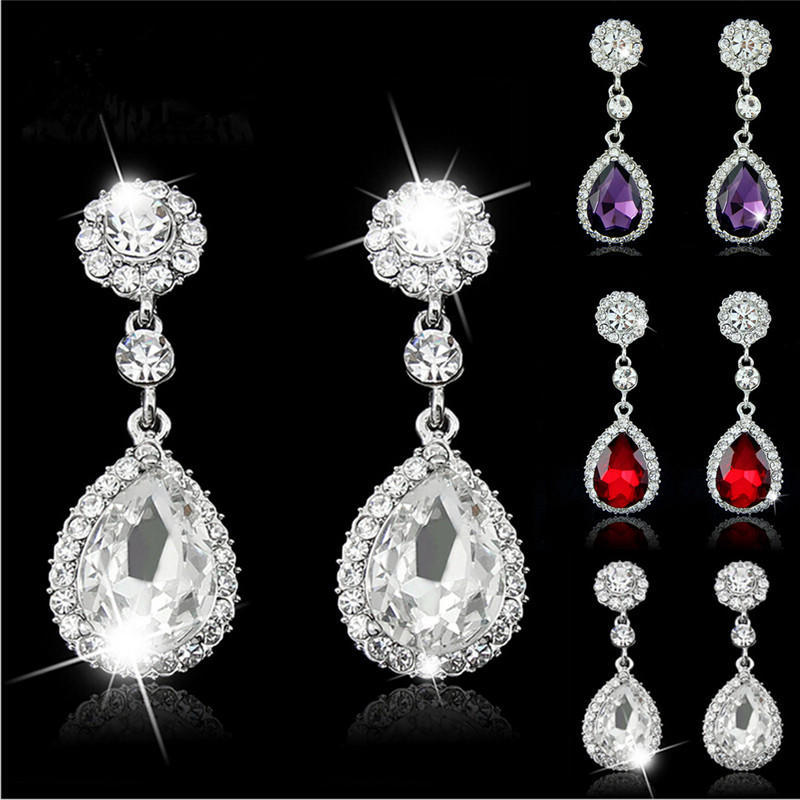 Women Charm  Bridal Water Drop Earrings Wedding  Stud Earings