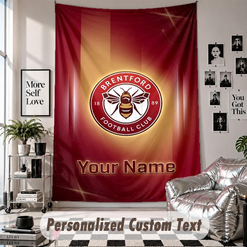 Custom Tapestry Wall Hanging, Brentford Football Personalized Name Text Home Wall Decor