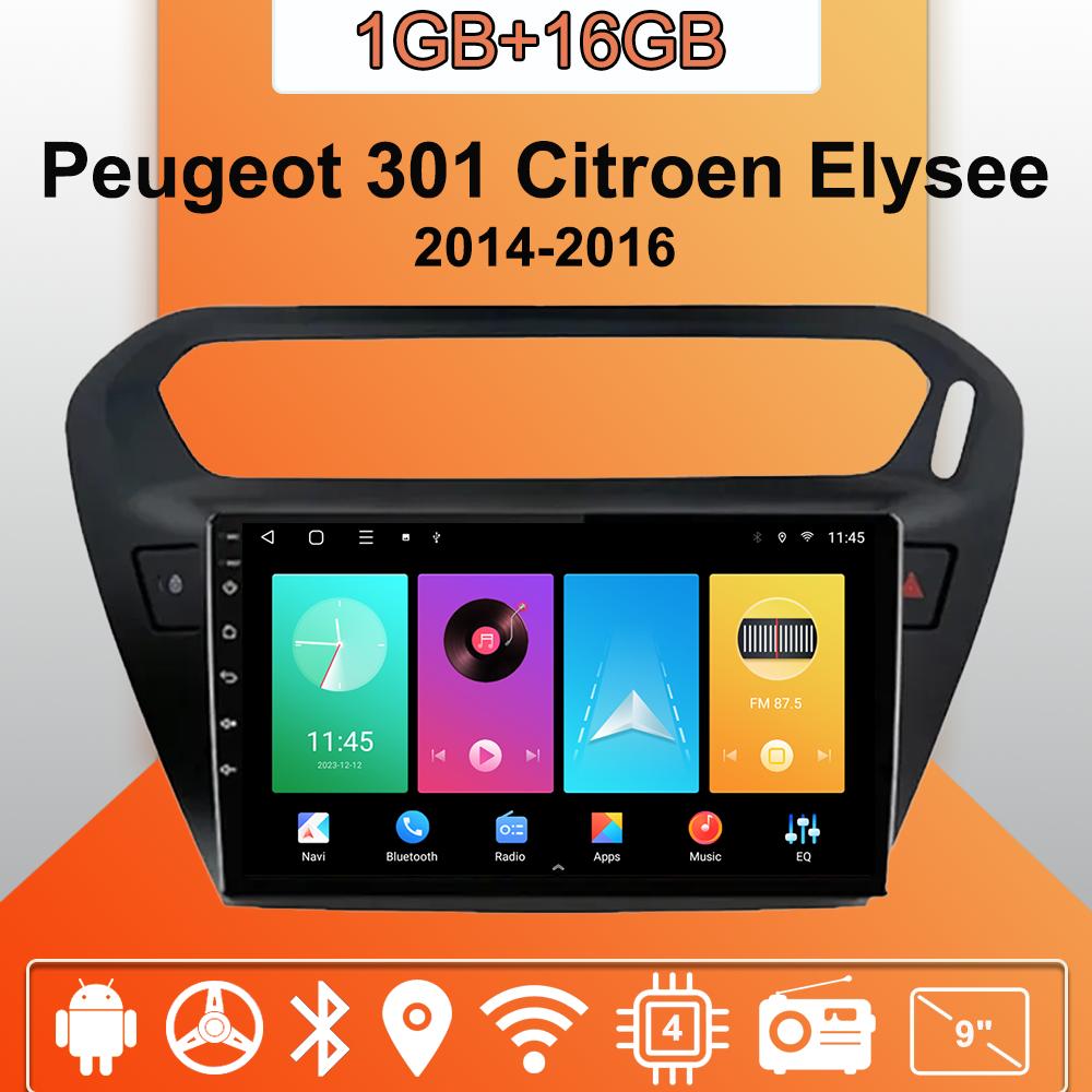 Autorádio Android Auto Carplay Pro Peugeot 301 Citroen Elysee 2014-2016 Multimediální Přehrávač Hlavní Jednotka Stereo GPS Navigace BT WIFI 1+16GB