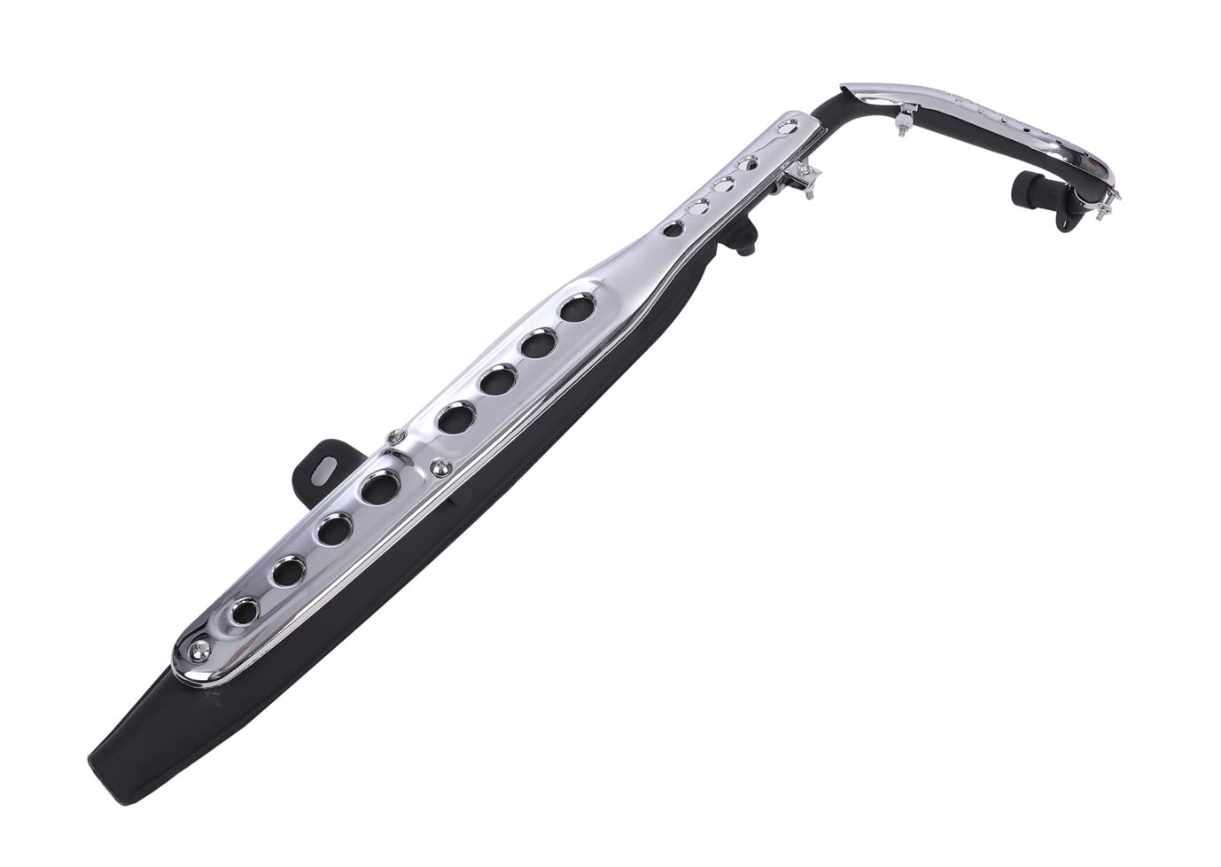 CustomDivine Honda Scrambler Up Exhaust System Steel Plated Black for Super Cub C50 C70 C90 Little Cub Custom Aftermarket Parts Black Silver