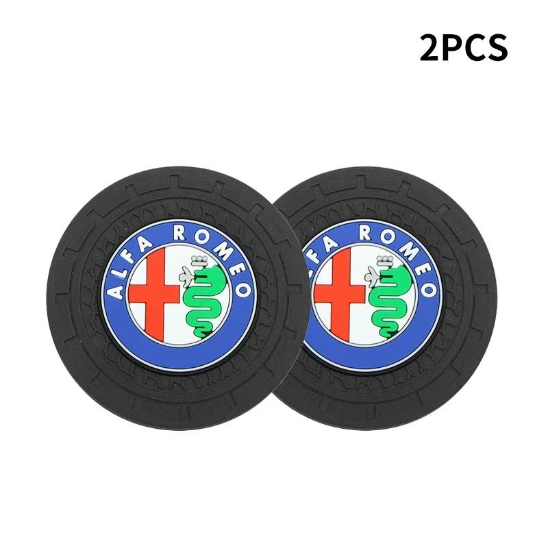 

2pcs Car Auto Cup Holder Anti Slip Insert Coasters Pads For Alfa Romeo 159 Giulietta Giulia 147 Mito 156 Stelvio Volante