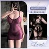 Internet celebrity sexy suspender onesie mesh perspective with steel ring gathering sexy underwear hip skirt women