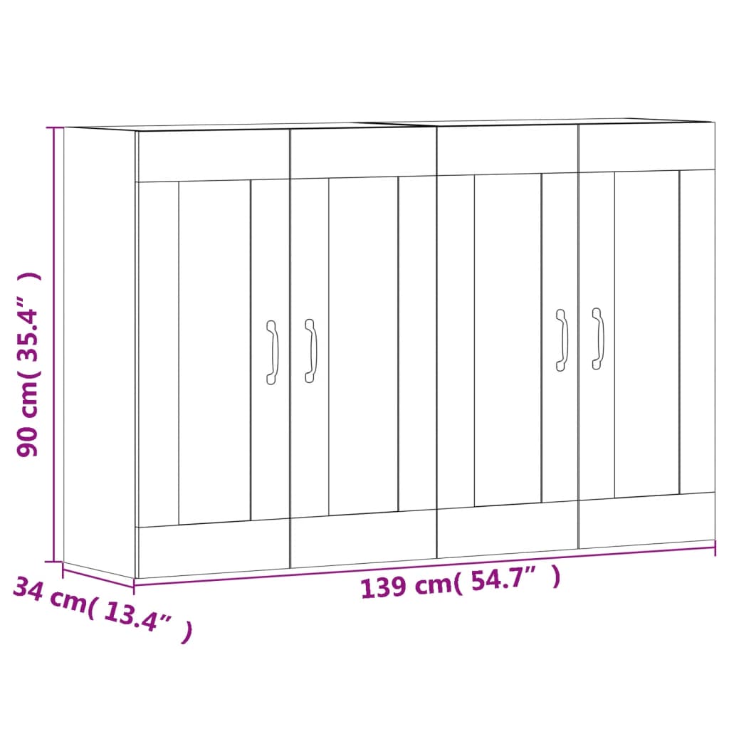 Wall Cabinets 2 pcs Concrete Grey Wood Based Panel