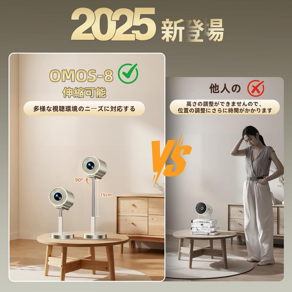 KOSCHEAL Home Projector TV App Auto Telescopic Compact Home 300 High Ceiling 4K Bluetooth 3D Surround Automatic Keystone Large Integrated Connects To