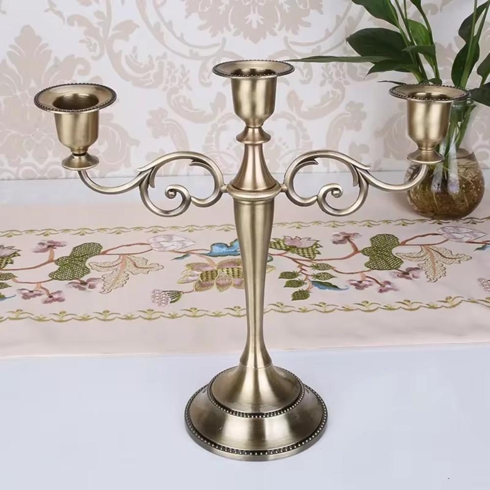 Metal Zinc Zinc Alloy Candle Holder Electroplated Candelabrum European Candlestick  Hotel