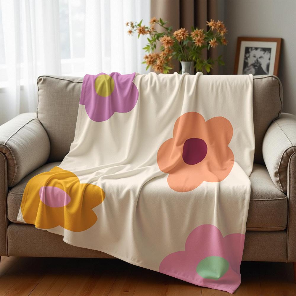Multi Color Cutout Flower Anime Cartoon Flannel Blanket Soft Warm Throw for Bedroom Sofa Car Kids Holiday Gift