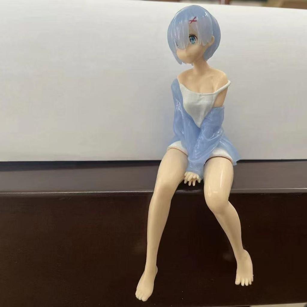 Anime Sitting Ram Rem PVC Figure From Re:Zero Cute Cartoon Model Toy Premium Car Interior Decor Ornaments