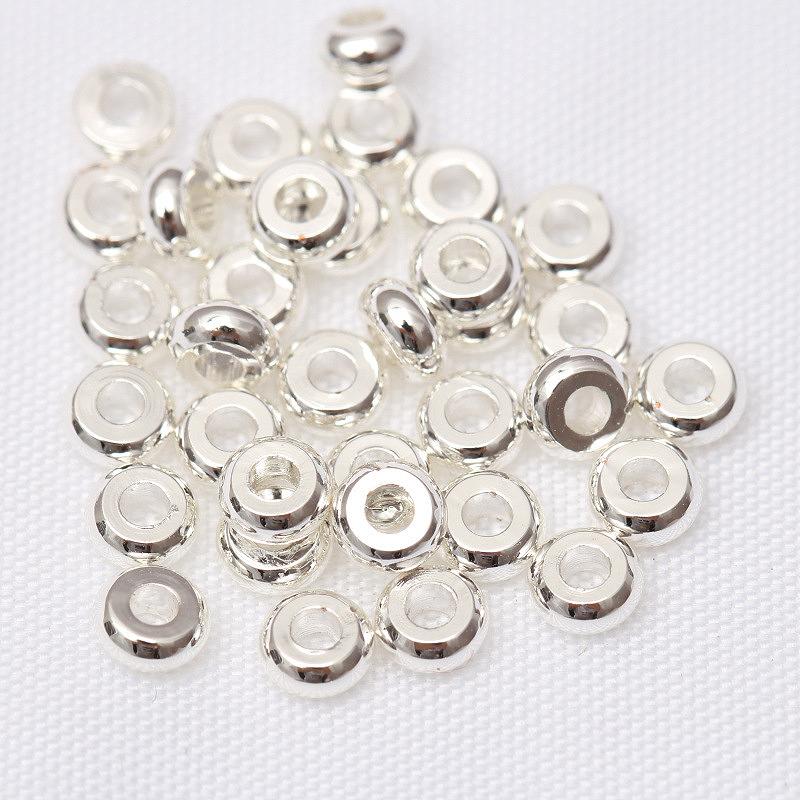 20 Stück 3-10mm Edelstahl Charm Abstandshalter Perlen Flach Rund Mit Loch Lose Perlen für DIY Schmuck Armband Herstellung Zubehör