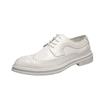 Men's Leather Shoes 2025 Spring Mirror White Leather Shoes Korean Version Brock Casual Shoes British White Leather Shoes Men
