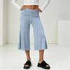 Fashionable Women's Summer Leisure Vacation High Waist Wide Leg Cropped Pants