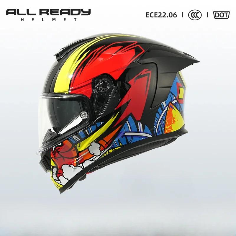AR Motorcycle Helmet Men Double Lens Full Face Capacete DOT ECE Certification Professional Track Racing Casco For Duakdi For BMW